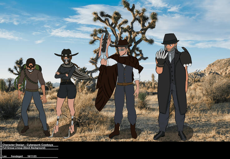 Cyberpunk Cowboy Designs for a Uni Project