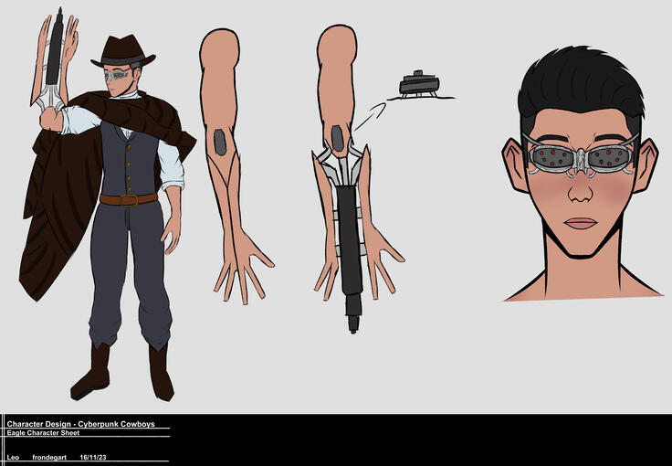 Cyberpunk Cowboy Designs for a Uni Project